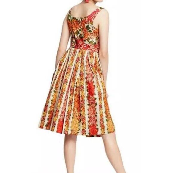 Isaac Mizrahi for Target Size 4 Yellow Orange Pleats Floral Sundress - Picture 1 of 6